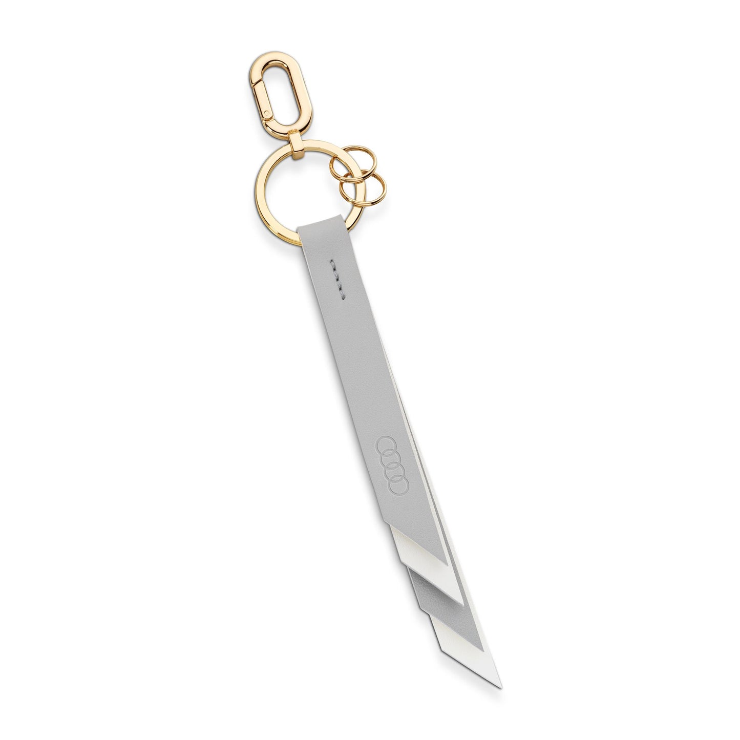 Audi key ring leather, women, grey-cream