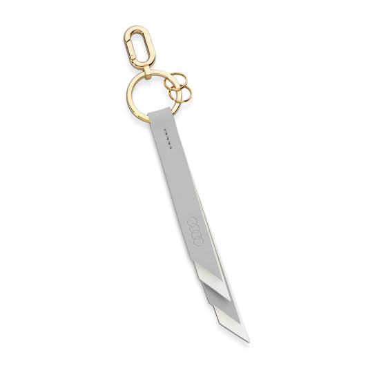 Audi key ring leather, women, grey-cream