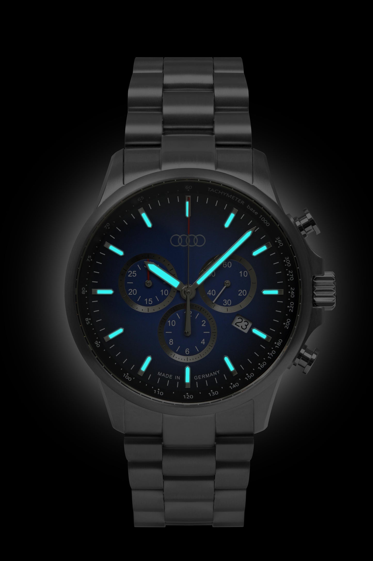 Audi Chronograph stainless steel, silver/blue