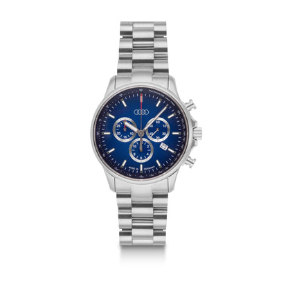 Audi Chronograph stainless steel, silver/blue