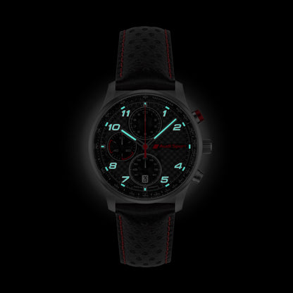 Audi Sport chronograph carbon, men, silver/black